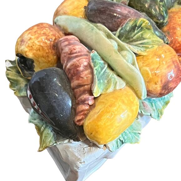 Vintage Large Italian Majolica Vegetable Topiary Centerpiece Ring 8 Piece Set - Picture 13 of 16